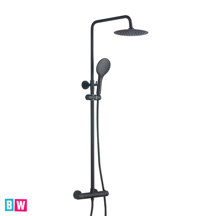 Premium Black T-Bar Shower with Drench Head & Rail