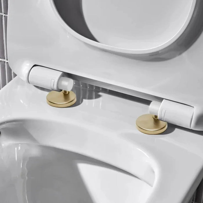 Toilet seat hinge covers brushed brass