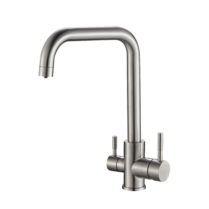 Triflow Brushed Steel 3-in-1 Kitchen Tap Square