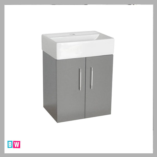 Compact grey unit and basin
