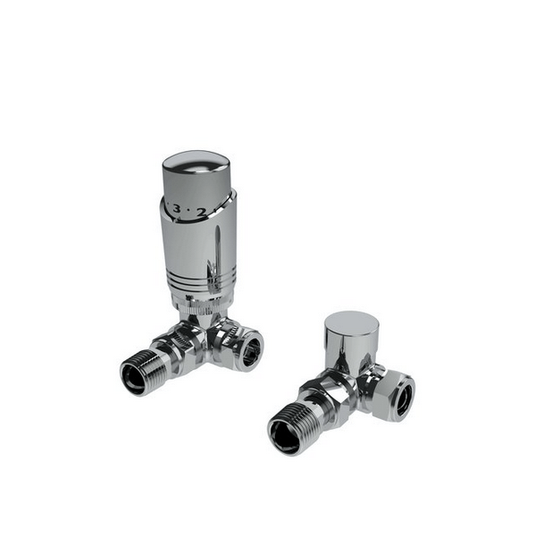 Chrome Corner Thermostatic Radiator Valves - Bathroom Warehouse