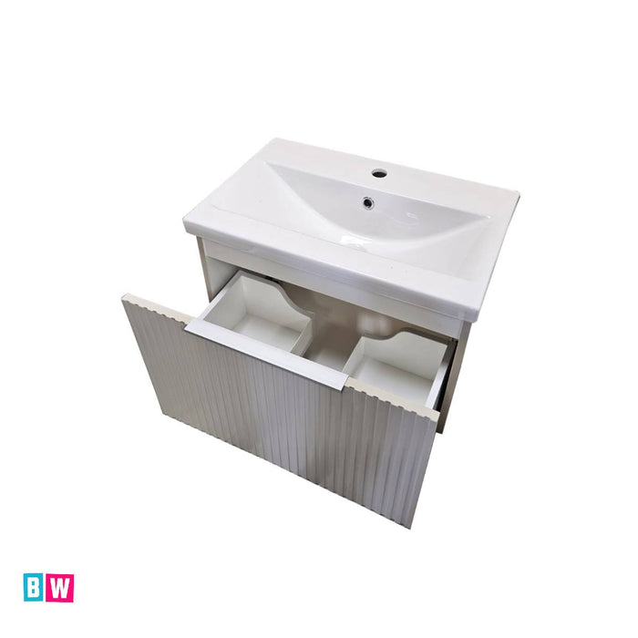 Murano Fluted Wall Hung Vanity Unit 600mm – Matt Cashmere