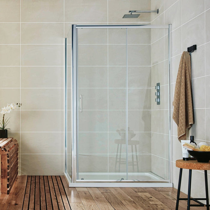 Roma Chrome 1100mm Sliding Door - Bathroom Warehouse