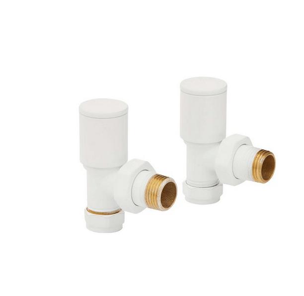 White Angled Radiator Valves - Bathroom Warehouse
