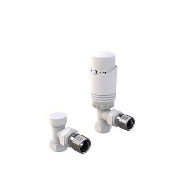 White Angled Thermostatic Valves - Bathroom Warehouse
