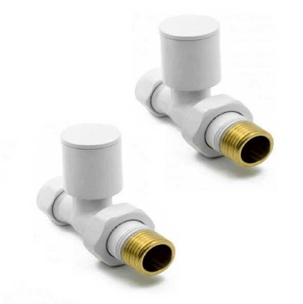 White Straight Radiator Valves - Bathroom Warehouse