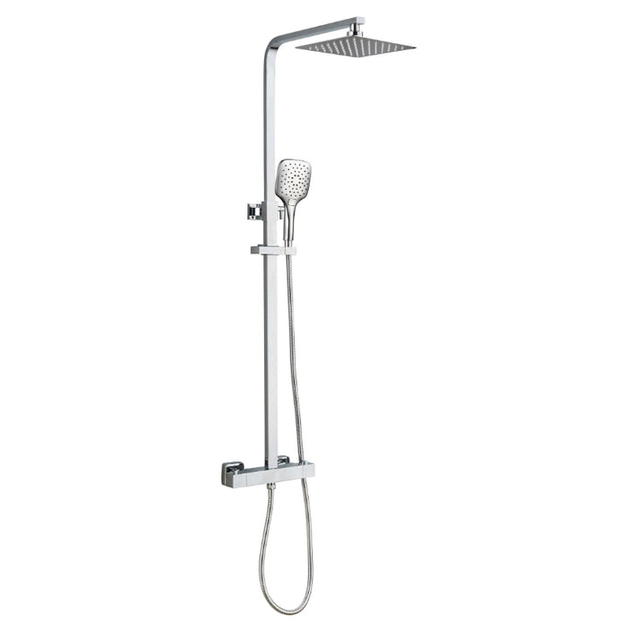 Premium Square Thermostatic T Bar Rain Head Shower Set - Chrome