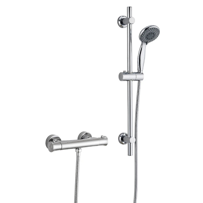 Flow Thermostatic Exposed Bar Valve & Riser Shower Kit - Chrome