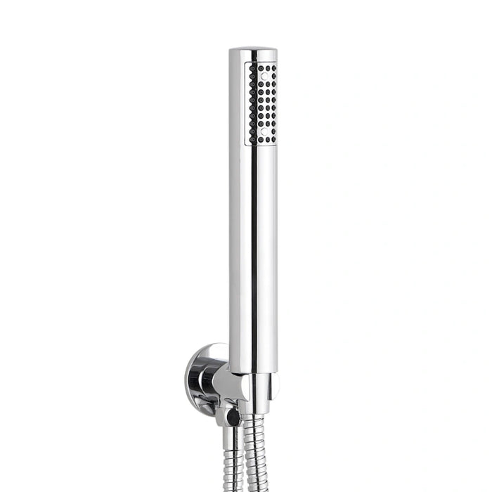Round Wall Outlet Elbow with Bracket, Hose & Handset - Chrome