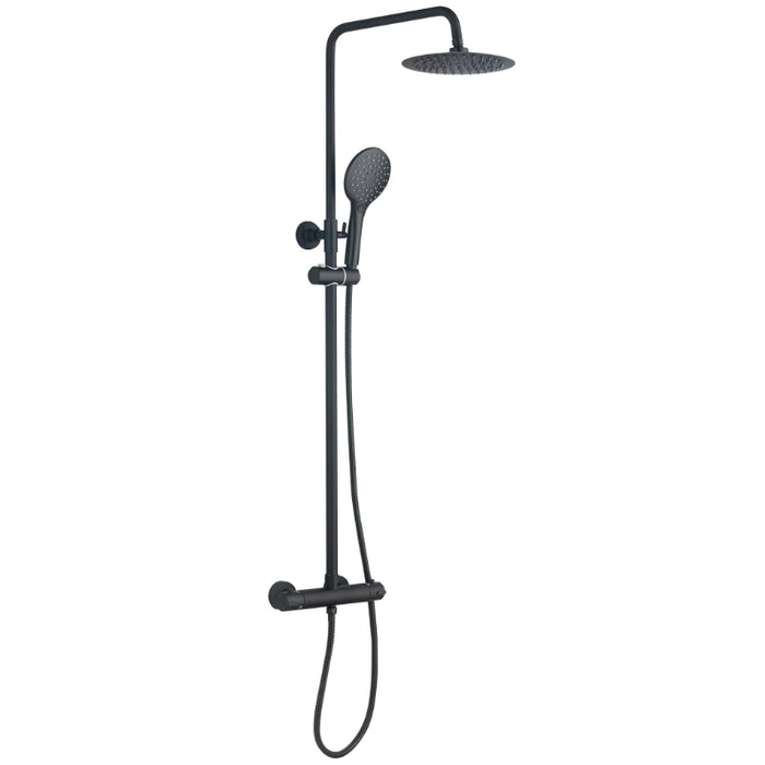 Premium Round Thermostatic T-Bar Shower - Black