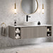 Wall-hung fluted vanity with integrated sink, two side storage, soft coffee finish