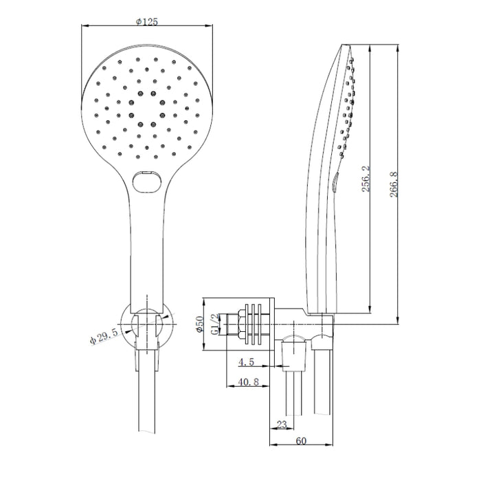 Premium Round Thermostatic T-Bar Shower with Rain Head - Brushed Brass