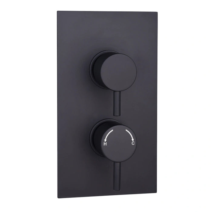 Premium Round Concealed Thermostatic 2 Oulets Shower Valve - Black