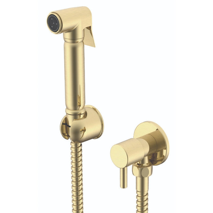 Round Douche Diverter Kit with 1.5m Hose - Brushed Brass
