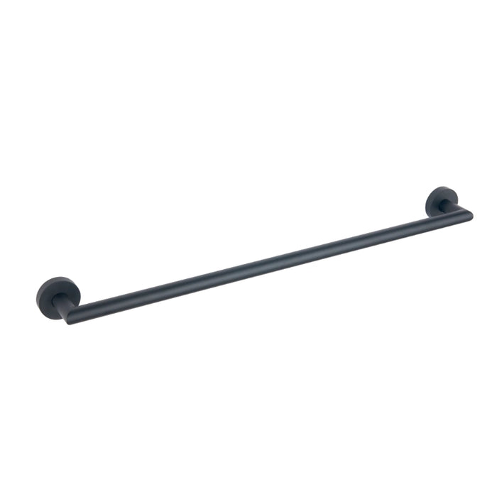 Round Single Towel Rail 600mm - Black
