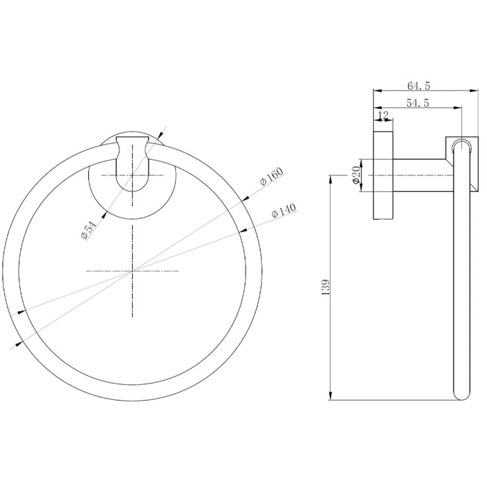 Round Towel Ring 160mm  – Chrome