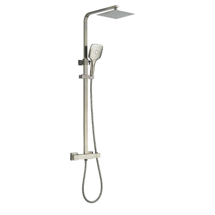 Premium Square Thermostatic T-Bar Shower with Rain Head - Gunmetal