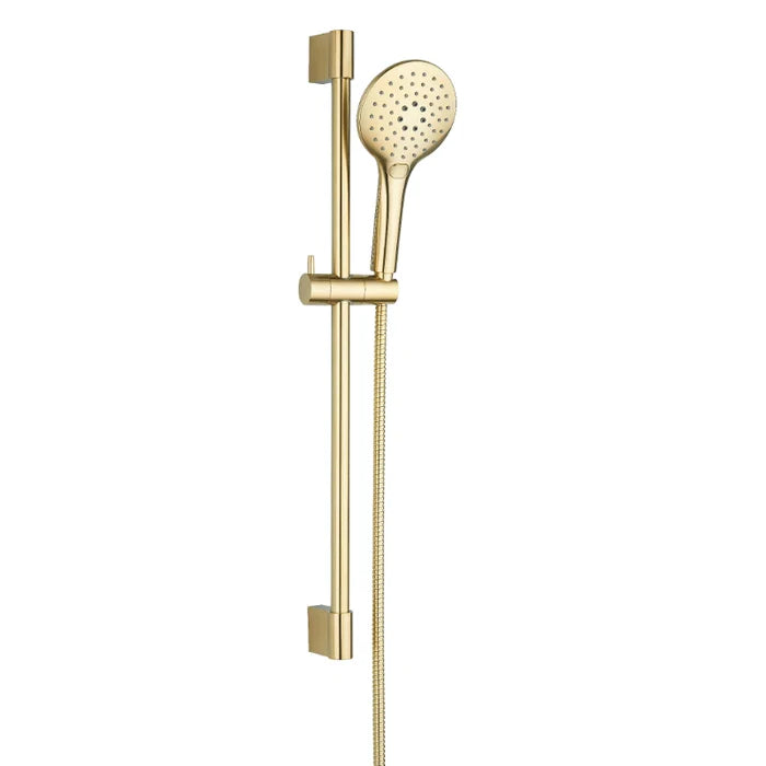 Premium Round Thermostatic T-Bar Shower with Rain Head - Brushed Brass