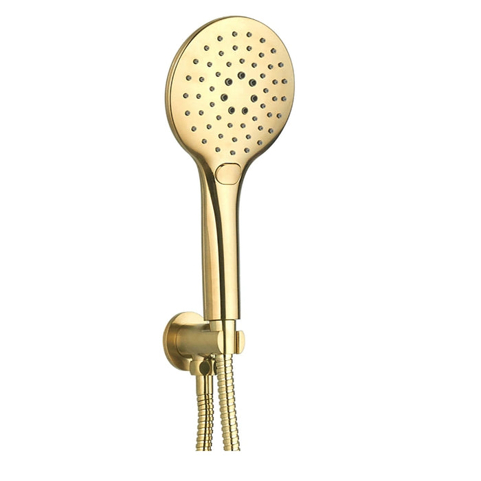 Premium Round Thermostatic T-Bar Shower with Rain Head - Brushed Brass