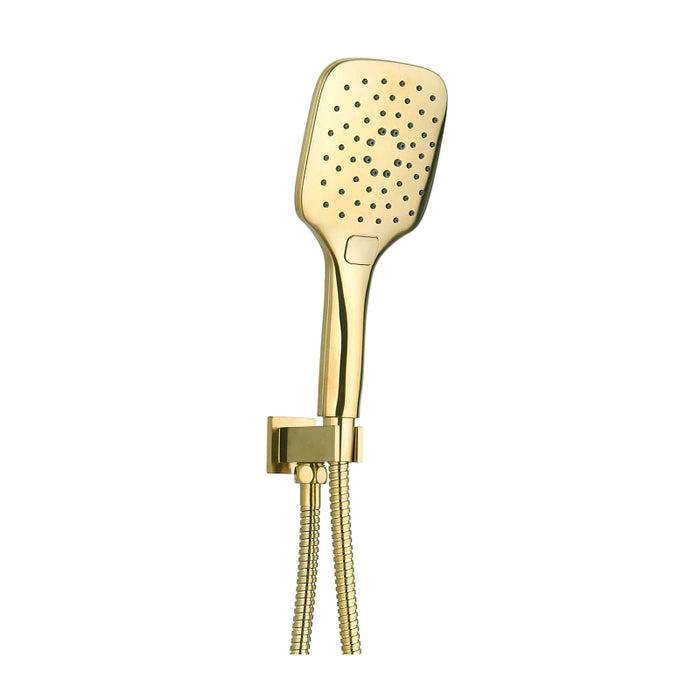 Premium Square Thermostatic T-Bar Shower with Rain Head - Brushed Brass