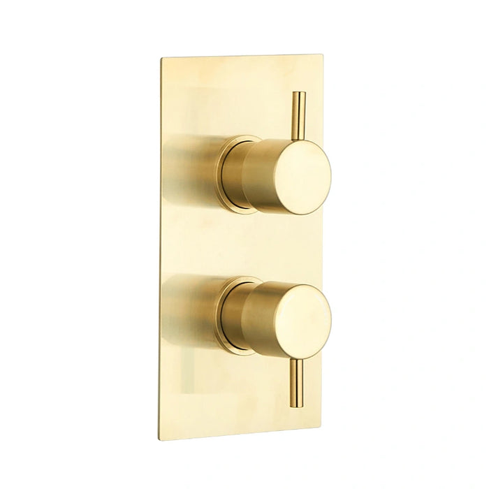 Premium Round Concealed Thermostatic 2 Oulets Shower Valve - Brushed Brass