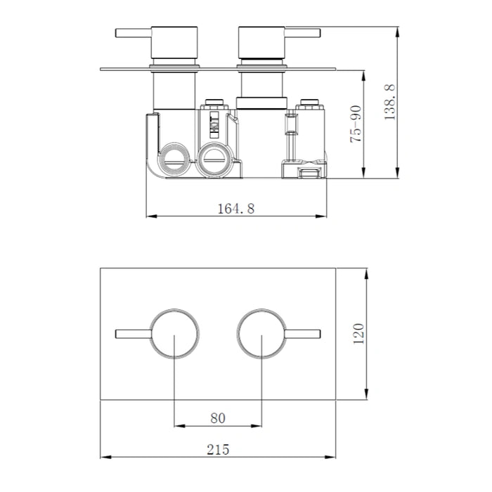 Concealed Black Thermostatic Shower Valve with Rail, Hose & Head