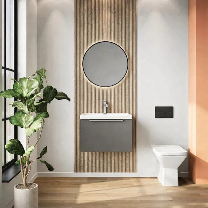 Dax 600mm Wall Hung Bathroom Cabinet with Basin - Grey