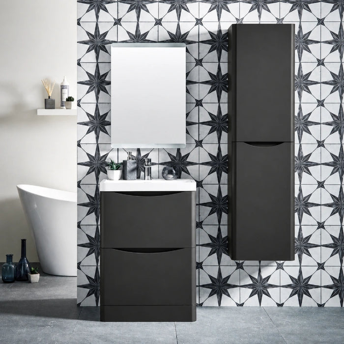 Rimini 500mm White 2 Drawer Floorstanding Vanity Unit with with Basin