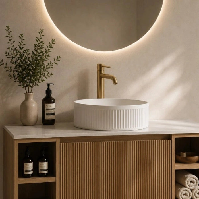Pisa Freestanding Tall Mono Basin Tap - Brushed Brass