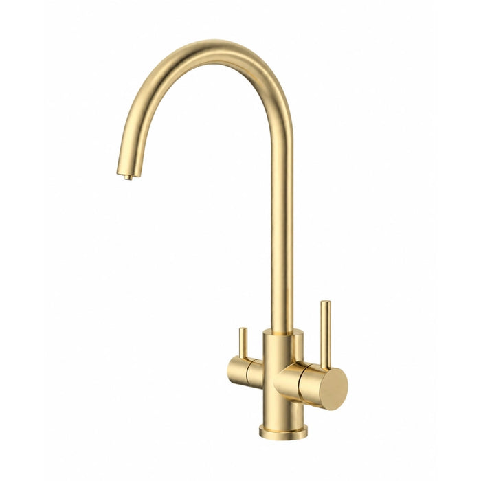 Triflow Brushed Brass 3-in-1 Kitchen Tap Round