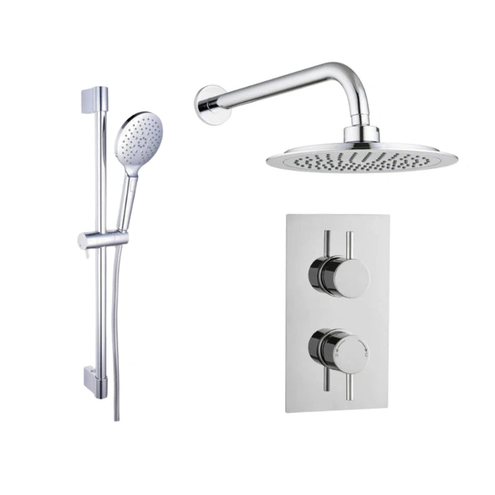 Concealed Chrome Thermostatic Shower Valve & Rail Kit