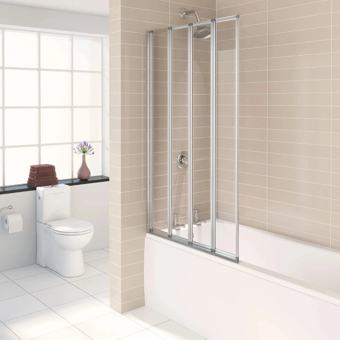4 Panel Folding Bath Screen Polished Chrome 1400mm