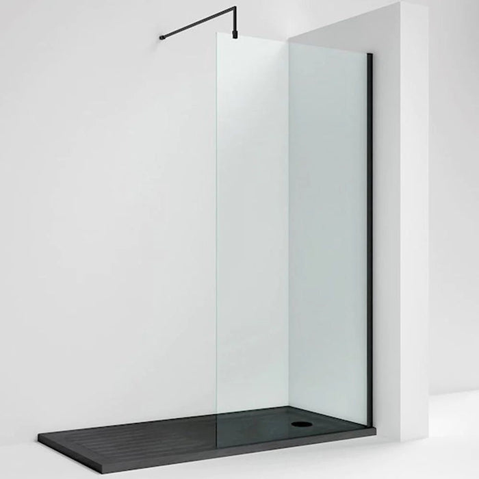 1200mm Black Wet Room Screen - Bathroom Warehouse