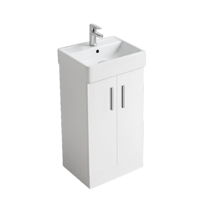 Elba 420mm Floor Standing Vanity Unit with Basin - Gloss White