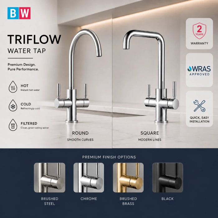 Triflow Square 3-in-1 Kitchen Tap - Chrome