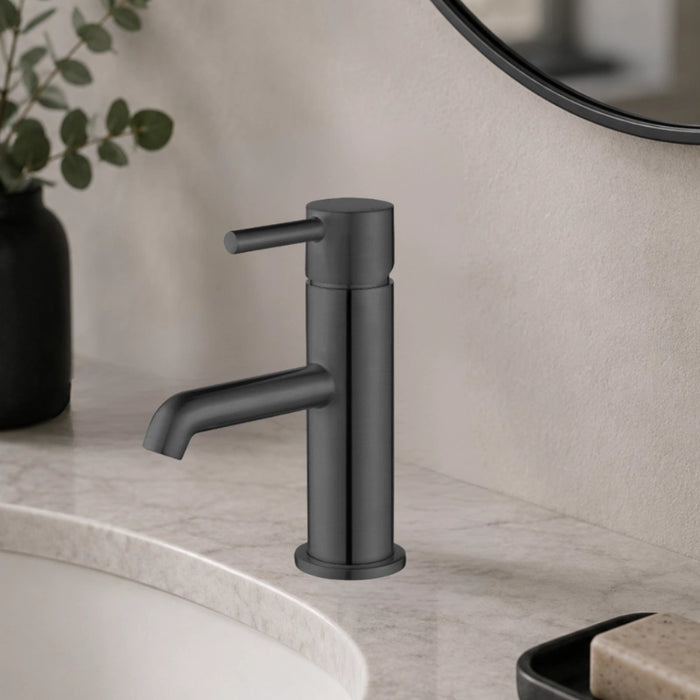 Pisa Round Basin Tap & Waste - Gun Metal