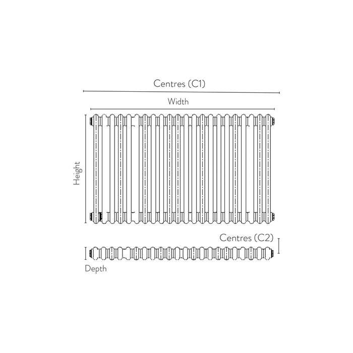 3 Column Horizontal Designer Radiator 600 x 1190mm - White