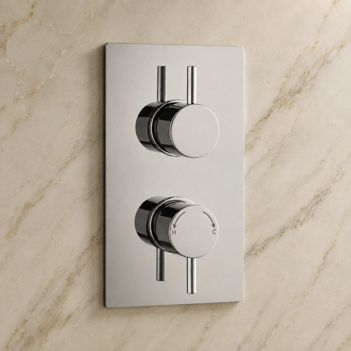 Premium Round Concealed Thermostatic 2 Oulets Shower Valve - Chrome