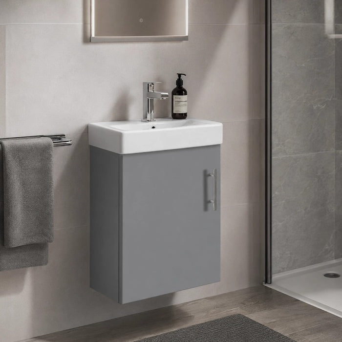 Flow 400mm Wall Hung Vanity Unit with Basin - Matt Stone Grey