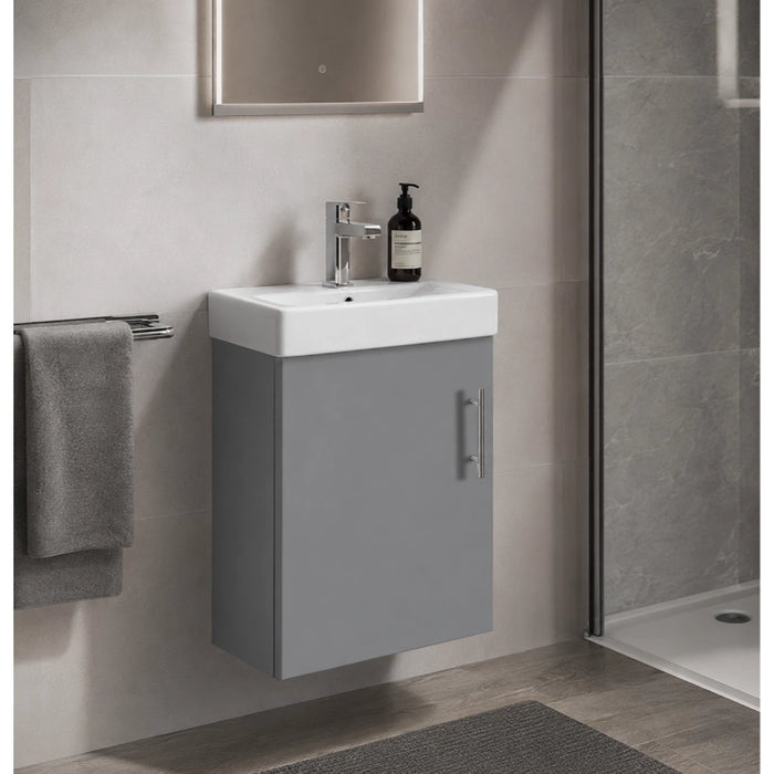 Flow 400mm Wall Hung Vanity Unit with Basin - Matt Stone Grey