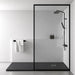 Black square shower tray with low-profile drain
