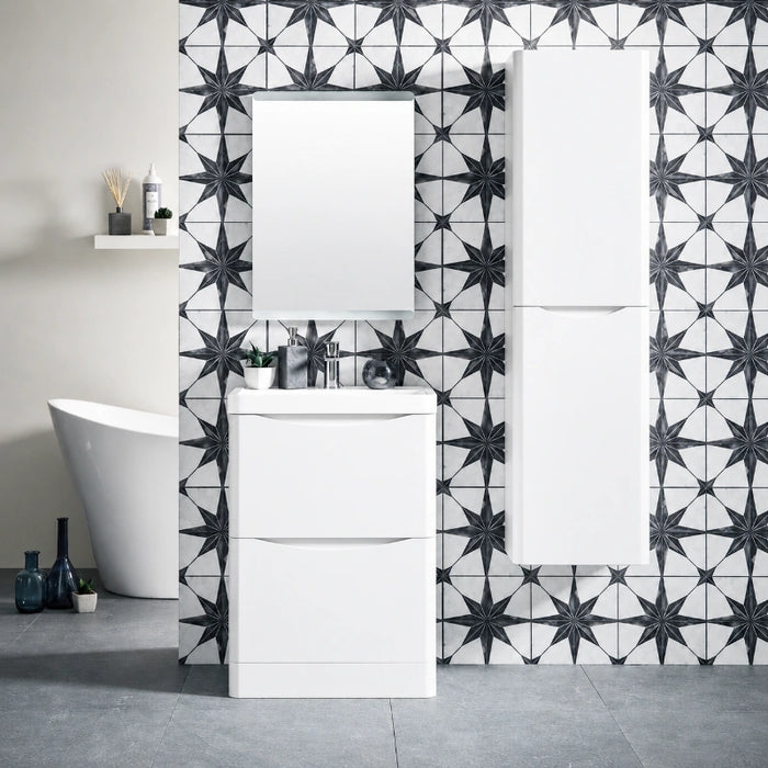 Rimini 500mm White 2 Drawer Floorstanding Vanity Unit with with Basin