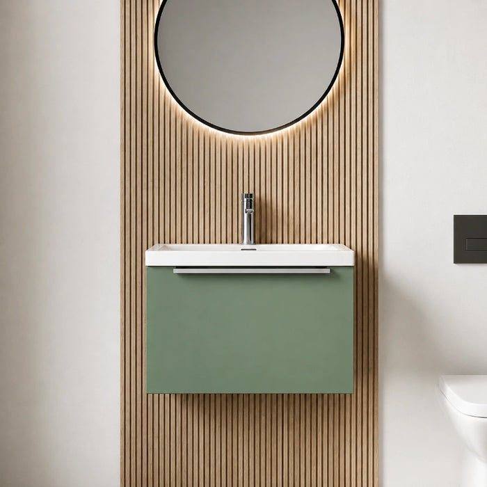 Dax 600mm Wall Hung Bathroom Cabinet with Basin - Green