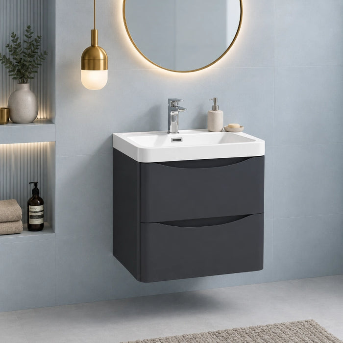 Rimini 500mm Wall Hung Vanity Unit with Basin & 2 Drawers