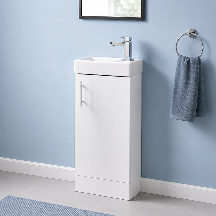 Flow 400mm Floorstanding Cloakroom Unit with Basin - White