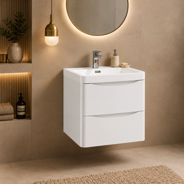 Rimini 500mm Wall Hung Vanity Unit with Basin & 2 Drawers