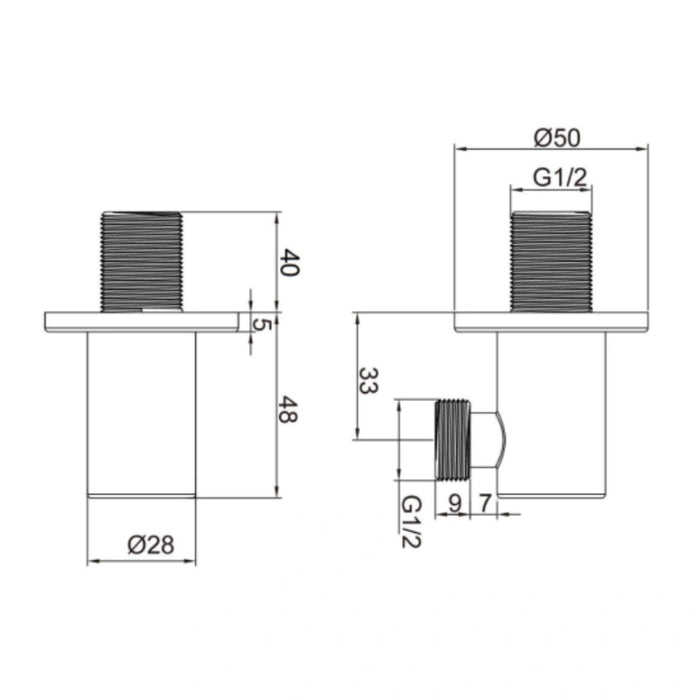Round Wall Outlet Elbow - Chrome