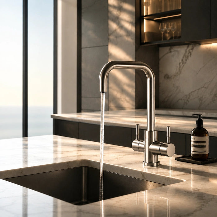Triflow Square 3-in-1 Kitchen Tap - Brushed Steel