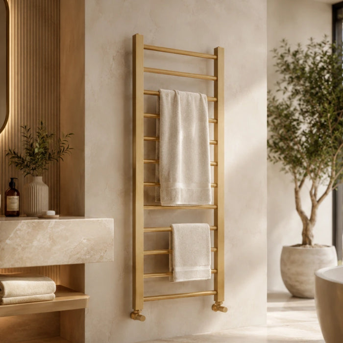 Ancona Heated Towel Rail - Brushed Brass