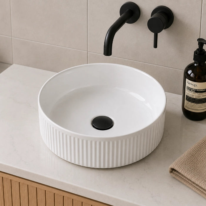 Round Fluted Countertop Basin - 375mm